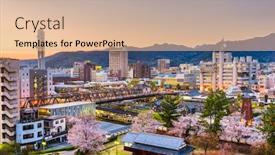  Presentation with cityscape - Audience pleasing theme consisting of kofu-yamanashi-japan-downtown-cityscape backdrop and a lemonade colored foreground