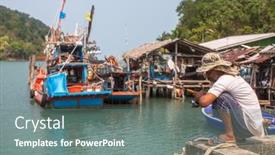  Presentation with sea fishing - Slide deck featuring koh-chang-thailand-feb-17 background and a gray colored foreground