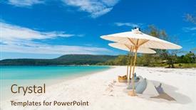  Presentation with white sand - Slides enhanced with koh rong island in cambodia background and a sky blue colored foreground