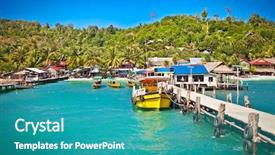  Presentation with cambodia - Presentation theme with koh rong island in cambodia background and a teal colored foreground