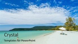  Presentation with white sand - PPT theme having koh rong island in cambodia background and a seafoam green colored foreground