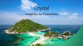  Presentation with island - Beautiful slide deck featuring koh tao island in thailand backdrop and a teal colored foreground
