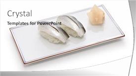  Presentation with japanese food - PPT layouts enhanced with kohada-gizzard-shad-nigiri-sushi background and a  colored foreground
