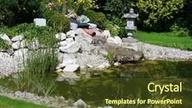  Presentation with garden pond - Cool new slide deck with koi fish - beautiful classical garden pond surrounded backdrop and a tawny brown colored foreground