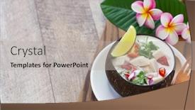  Presentation with milk coconut - Cool new slide deck with kokoda-coconut-milk-ceviche-fijian backdrop and a light gray colored foreground