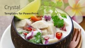  Presentation with milk coconut - PPT theme enhanced with kokoda-coconut-milk-ceviche-fijian background and a yellow colored foreground