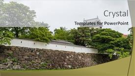  Presentation with japan castle - Presentation theme consisting of kokura-castle-in-japan background and a sky blue colored foreground