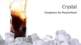  Presentation with splashing - Colorful slide set enhanced with soft drink - splashing cola with ice cubes backdrop and a white colored foreground