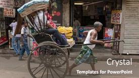  Presentation with rickshaw - Presentation theme having kolkata-india-april-5-2017 background and a gray colored foreground