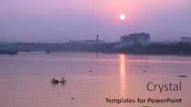  Presentation with india ganges - Presentation design featuring kolkata-india-feb-08 background and a coral colored foreground