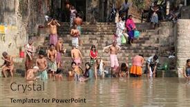  Presentation with ghat - PPT layouts enhanced with kolkata-india-feb-14-hindu background and a coral colored foreground