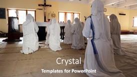  Presentation with prayer - Colorful presentation theme enhanced with kolkata-india-february-08-sisters backdrop and a violet colored foreground