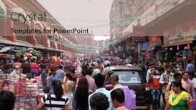  Presentation with new market - Cool new presentation theme with kolkata-india-february-10-crowded backdrop and a coral colored foreground