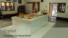  Presentation with mother blessed - Audience pleasing slides consisting of overhead view of fresh kale on slate backdrop and a dark gray colored foreground