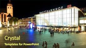  Presentation with railway - Cool new slide deck with koln railway station germany backdrop and a tawny brown colored foreground