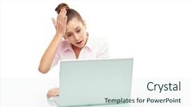  Presentation with culture shock - Audience pleasing presentation theme consisting of komputer problem - woman in shock while using backdrop and a  colored foreground