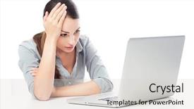  Presentation with laptop - Cool new PPT layouts with komputer problem - worried woman using laptop backdrop and a light gray colored foreground
