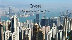  Presentation with hong kong - Slides consisting of hong kong cityscape no brand background and a light blue colored foreground