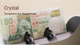  Presentation with hong kong finance - Presentation theme enhanced with kong dollar on counting machine background and a  colored foreground