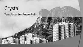  Presentation with housing - Beautiful presentation design featuring hong kong housing landscape under lion rock backdrop and a light gray colored foreground