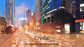 Presentation with busy street - PPT theme consisting of kong street with busy traffic background and a coral colored foreground