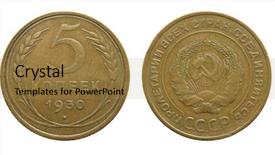  Presentation with soviet union - Slide set enhanced with kopecks from soviet union 1930 background and a gold colored foreground
