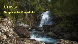  Presentation with waterfall - Presentation theme consisting of korbu-waterfall-at-lake-teletskoye background and a tawny brown colored foreground