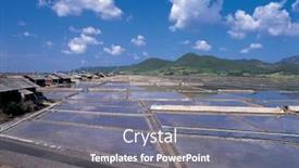  Presentation with fishing - Colorful presentation design enhanced with korea-fishing-village-landscape backdrop and a gray colored foreground