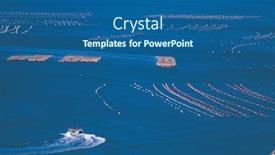  Presentation with korea - Presentation design featuring korea fishing village landscape background and a ocean colored foreground