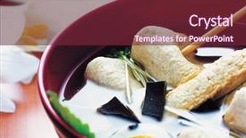  Presentation with food fish - Audience pleasing theme consisting of korea food fish cake skewer backdrop and a tawny brown colored foreground