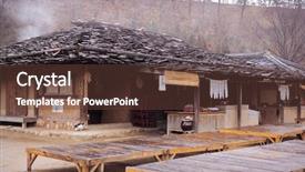  Presentation with korean culture - Slides featuring korean architecture background and a tawny brown colored foreground