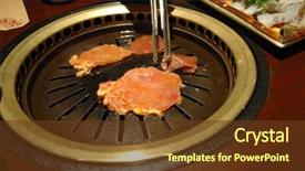  Presentation with korean - Presentation theme with korean barbecue - meat are being background and a tawny brown colored foreground