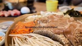  Presentation with copper - PPT layouts featuring korean-barbecue-on-copper-grill background and a coral colored foreground