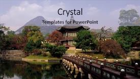  Presentation with korean culture - PPT layouts featuring korean beautiful architecture background and a light blue colored foreground