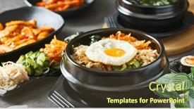  Presentation with korean - Presentation design having korean-bibimbap-bowl-on-table background and a  colored foreground