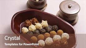  Presentation with korean - Presentation theme having korean cake background and a tawny brown colored foreground