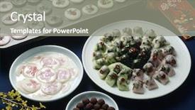  Presentation with korean - Audience pleasing presentation consisting of korean cake backdrop and a gray colored foreground