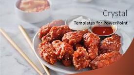  Presentation with kimchi - Presentation with korean-chicken-wings-in-gochujang background and a light gray colored foreground