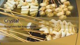  Presentation with korean - Slide deck featuring pancakes and fruit tea with cinnamon studio photo background and a coral colored foreground