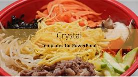  Presentation with korean - Presentation theme featuring korean-cuisine-take-away-box background and a yellow colored foreground