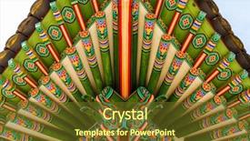  Presentation with traditional culture - Beautiful slide deck featuring korean culture - traditional paintwork on wooden buildings backdrop and a tawny brown colored foreground