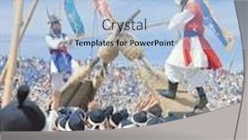  Presentation with korean culture - Slide deck with korean culture background and a light blue colored foreground