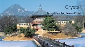  Presentation with korean culture - Cool new presentation theme with korean-culture backdrop and a light blue colored foreground