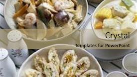  Presentation with korean food - Beautiful presentation design featuring indian snacks - korean delicious food backdrop and a coral colored foreground