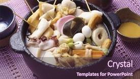  Presentation with korean food - Audience pleasing presentation theme consisting of korean delicious food backdrop and a wine colored foreground