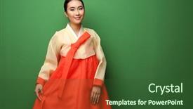  Presentation with beautiful green - Presentation consisting of korean festival - beautiful young woman dressed background and a forest green colored foreground