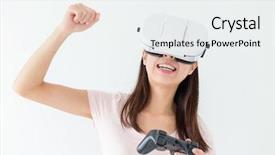  Presentation with video game - Colorful presentation theme enhanced with stereoscope - woman play video game backdrop and a white colored foreground