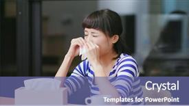  Presentation with sneezing - PPT theme consisting of korean drama - woman feeling sick and sneezing background and a ocean colored foreground