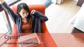  Presentation with tired - Cool new PPT layouts with korean drama - woman feeling tired after working backdrop and a red colored foreground