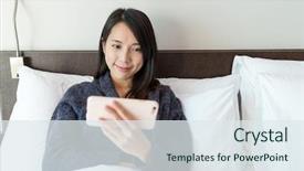  Presentation with home economics - Theme consisting of korean drama - woman using cellphone at home background and a sky blue colored foreground